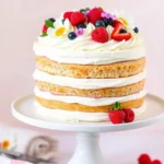 Chantilly cake with fluffy whipped cream frosting